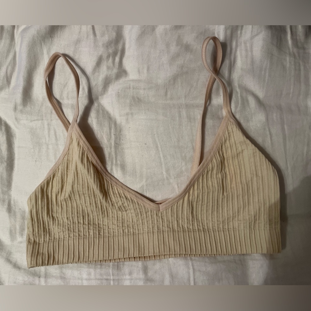 pale yellow bralette/super cropped top size XS